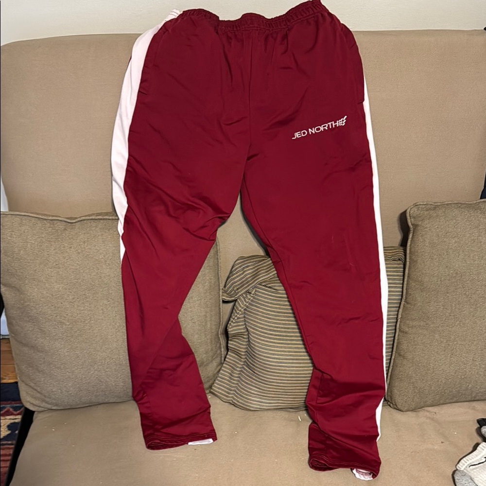 Jed North Red Sweatpants with Elastic Cuffs and Tapered Fit